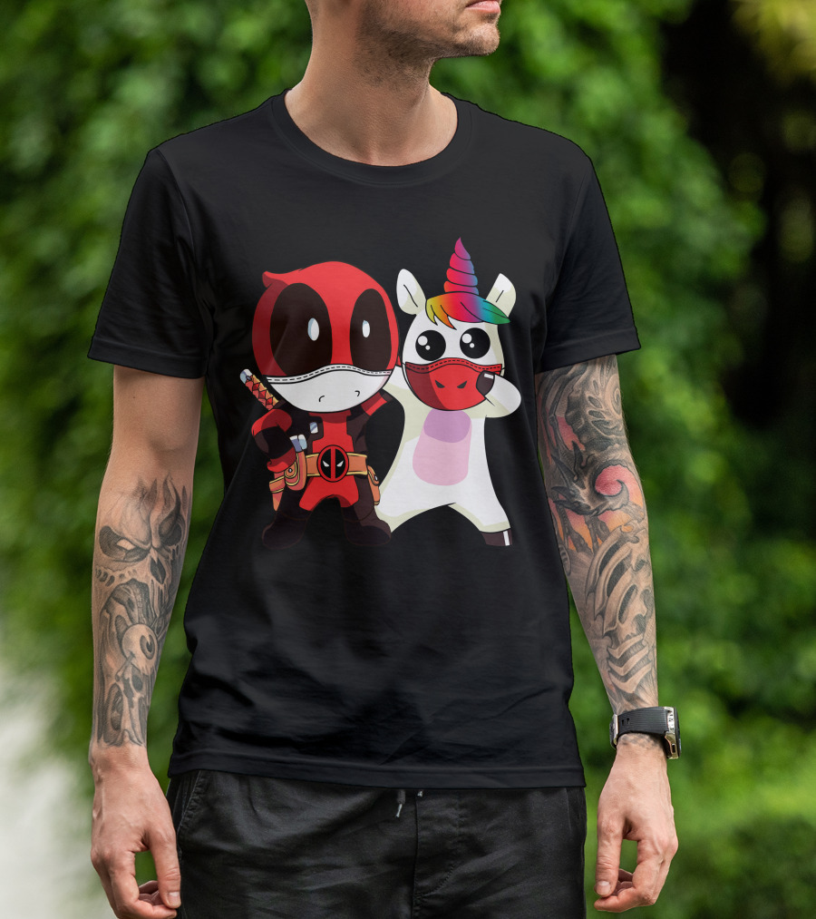 Deadpool Unicorn Rainbow Masked Duo Adventure T-Shirt