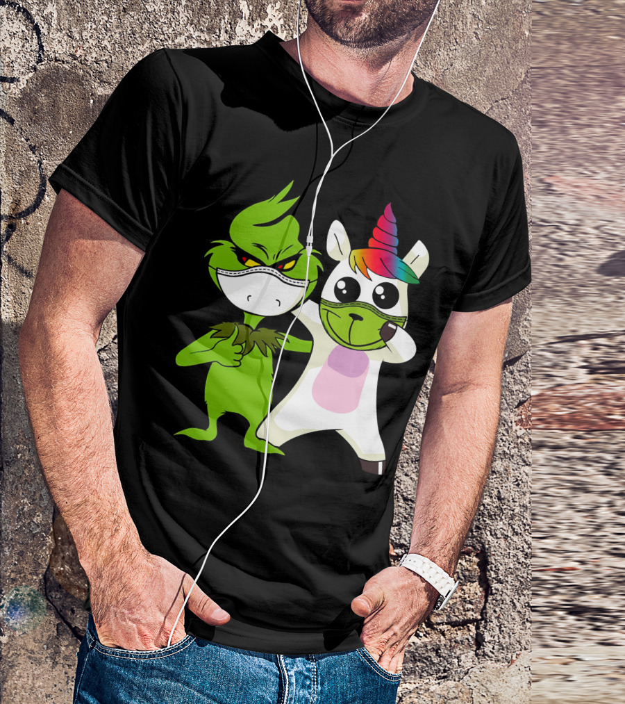 Grinch Unicorn Masked Duo Hugging Cute T-Shirt