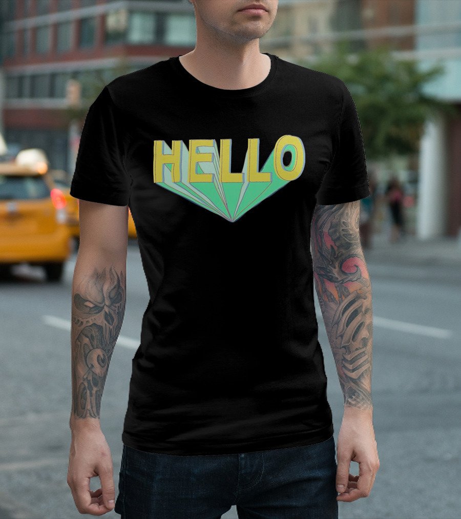 Shubble Hello Geometric 3D Text Merch T-Shirt