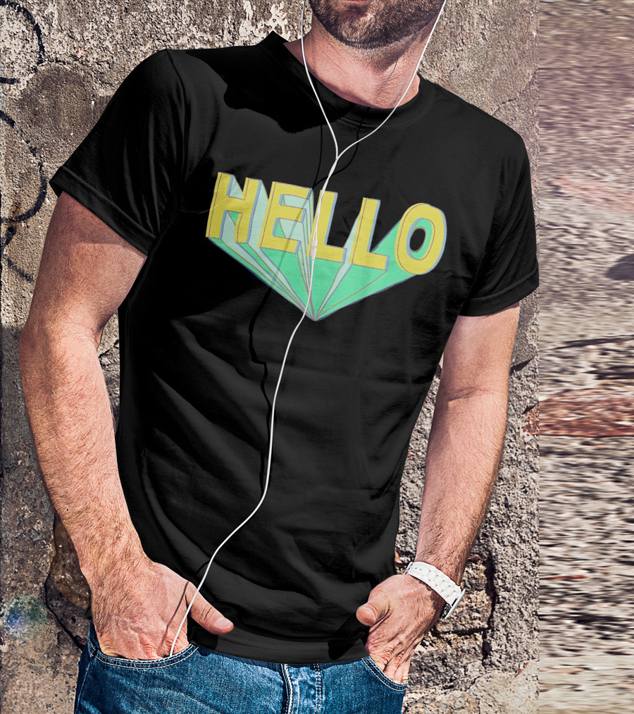 Shubble Hello Geometric 3D Text Merch T-Shirt
