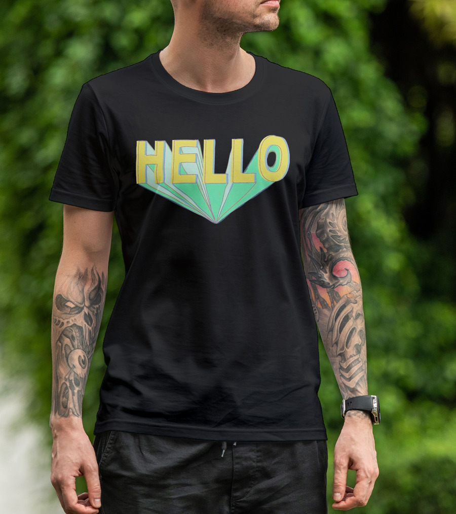 Shubble Hello Geometric 3D Text Merch T-Shirt