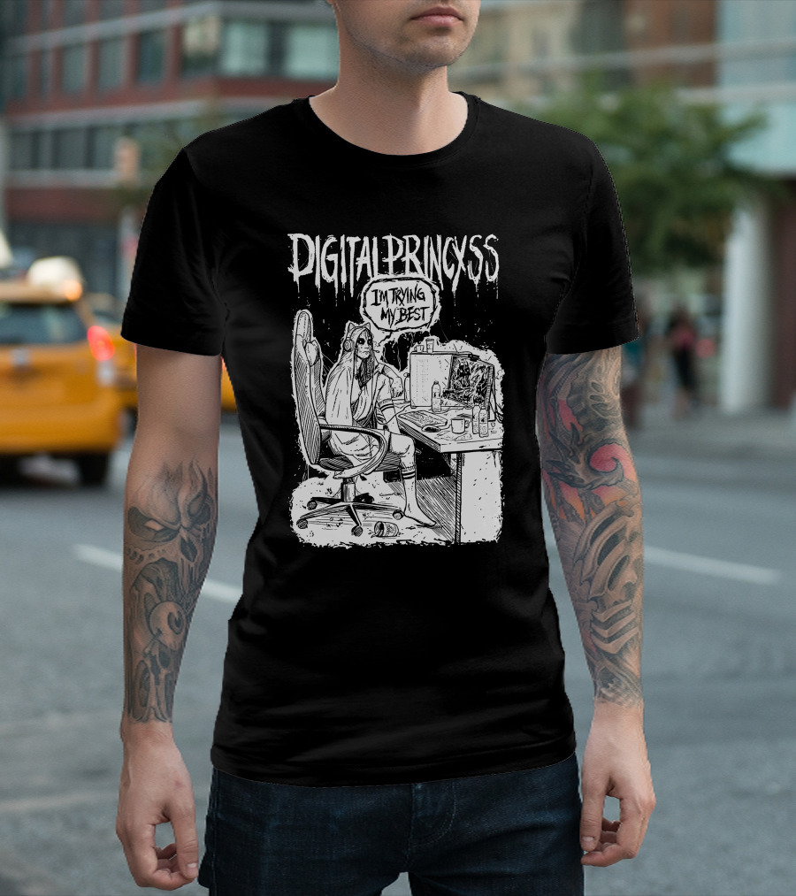 DIGITALPRINCXSS I'M TRYING MY BEST Gaming Setup T-Shirt