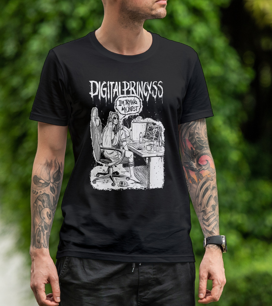 DIGITALPRINCXSS I'M TRYING MY BEST Gaming Setup T-Shirt