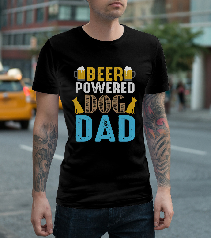 BEER Powered Dog Dad T-Shirt