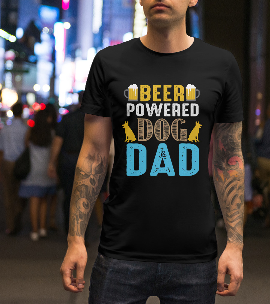BEER Powered Dog Dad T-Shirt