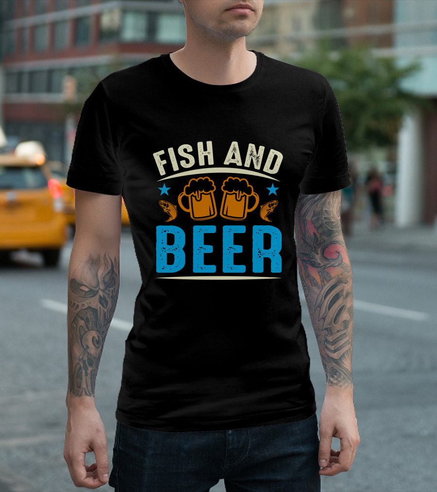 FISH AND BEER MUGS WITH FISH AND STARS T-Shirt