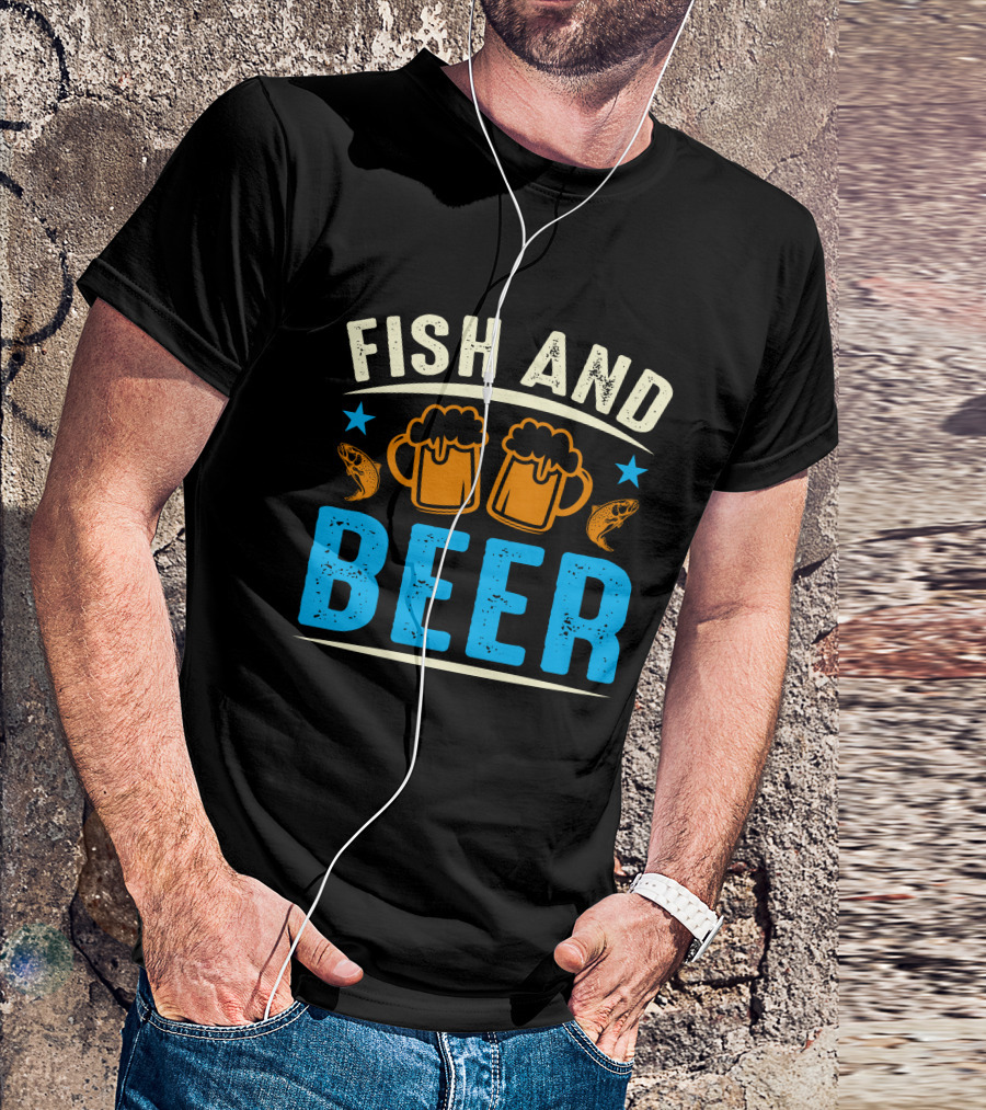 FISH AND BEER MUGS WITH FISH AND STARS T-Shirt