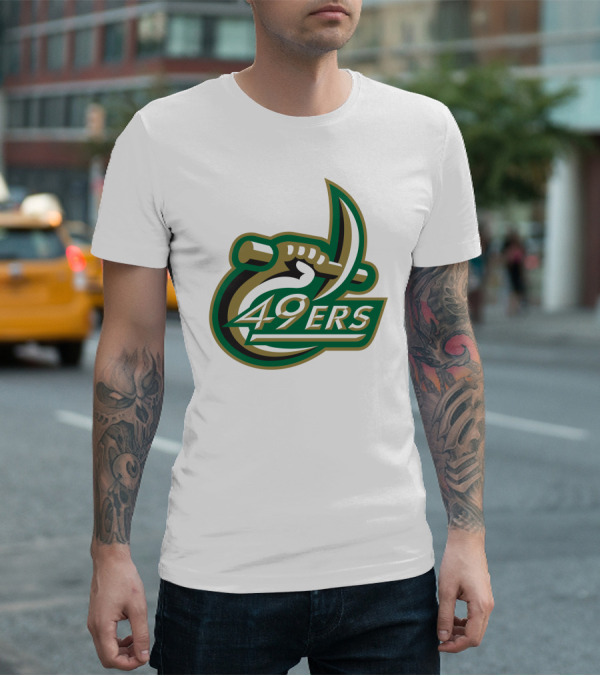 Charlotte 49ers Logo Green Gold Pickaxe Emblem T-Shirt