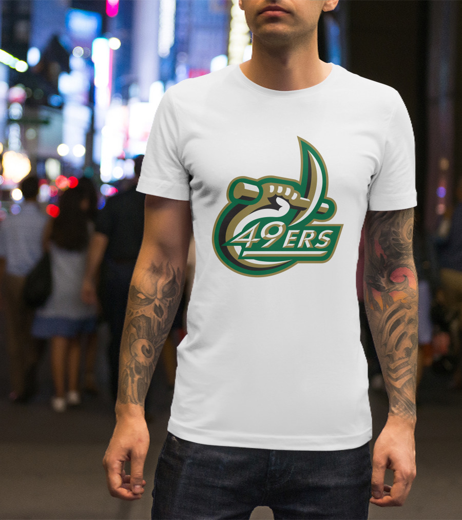 Charlotte 49ers Logo Green Gold Pickaxe Emblem T-Shirt
