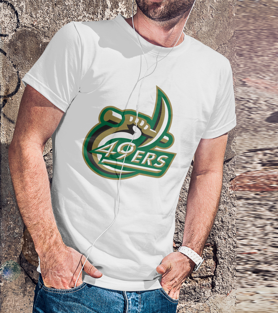Charlotte 49ers Logo Green Gold Pickaxe Emblem T-Shirt