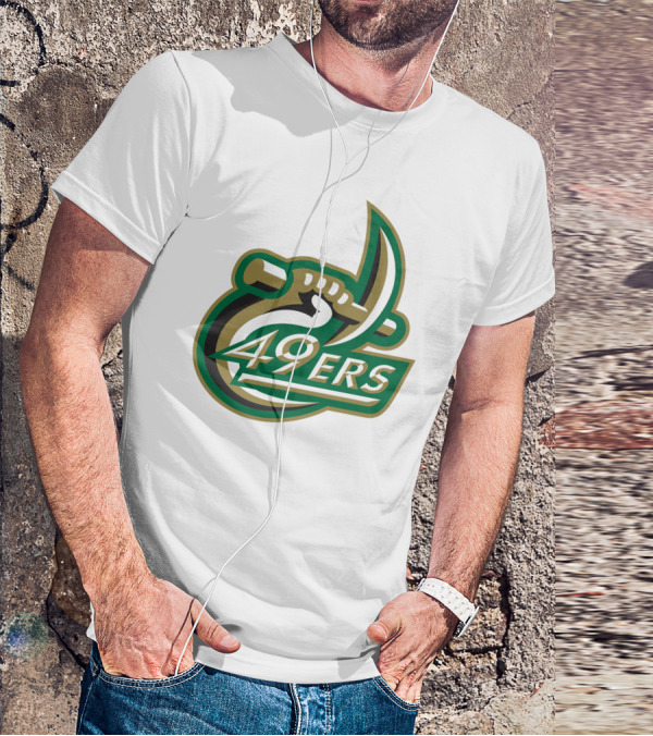 Charlotte 49ers Logo Green Gold Pickaxe Emblem T-Shirt