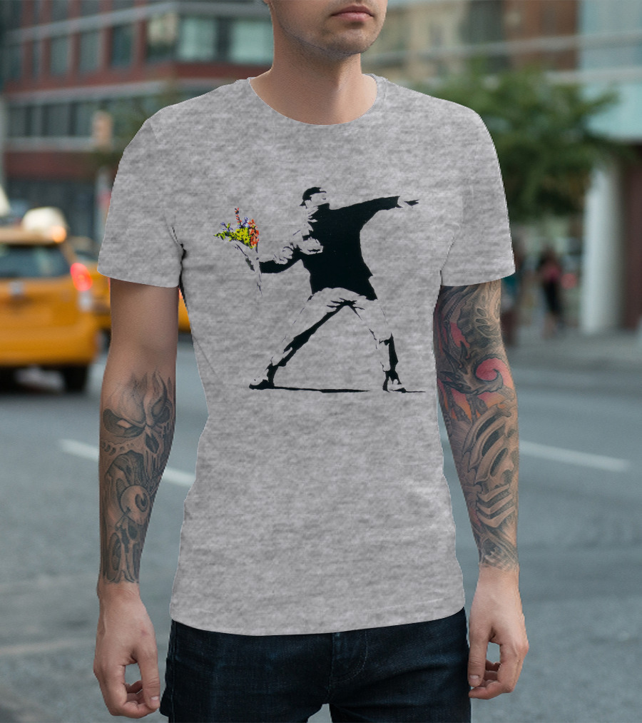 Banksy Flower Thrower Stencil T-Shirt