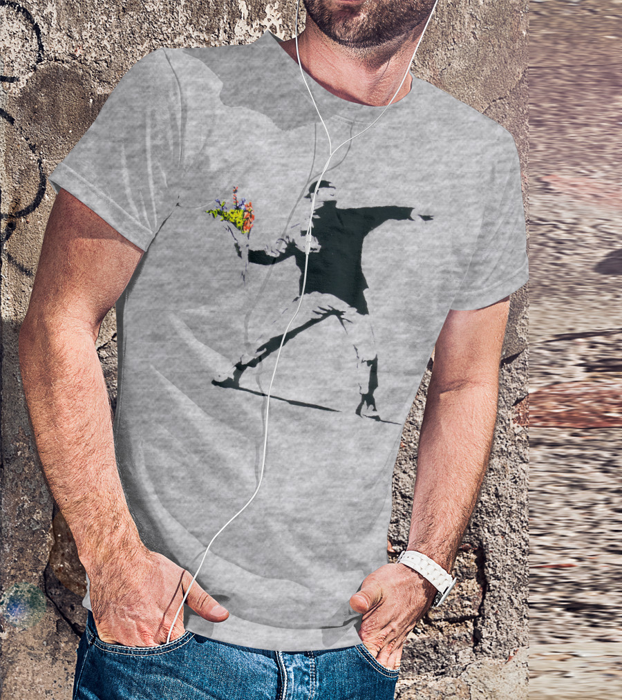 Banksy Flower Thrower Stencil T-Shirt