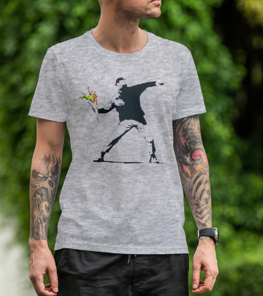Banksy Flower Thrower Stencil T-Shirt