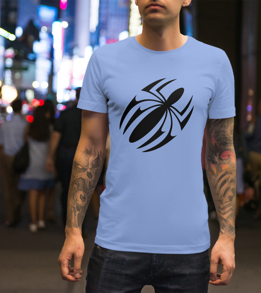 Scarlet Spider Iconic Symbol Blue Background T-Shirt