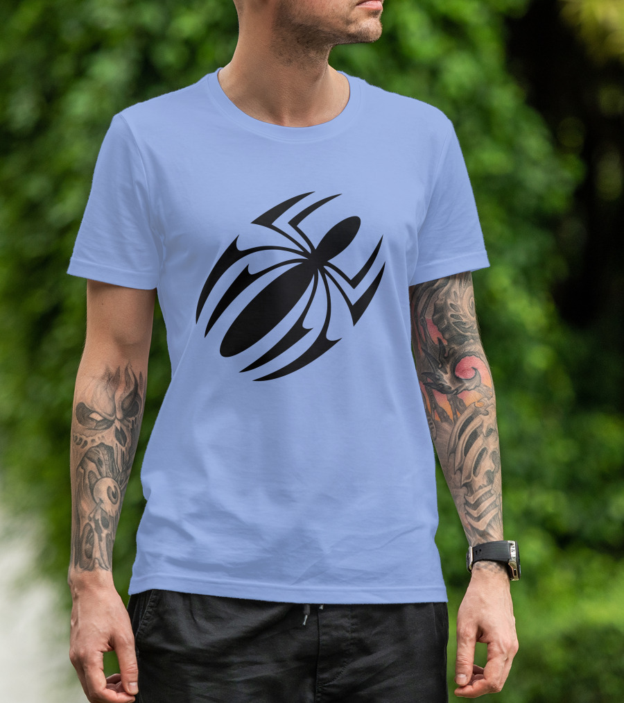 Scarlet Spider Iconic Symbol Blue Background T-Shirt