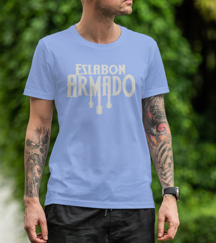 Eslabon Armado Guitar Typography T-Shirt
