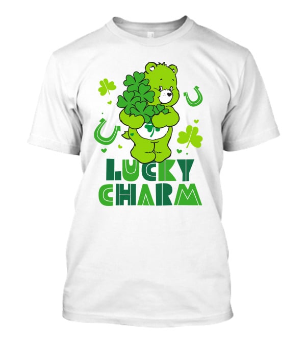 Lucky Charm Green Bear With Shamrocks And Horseshoes T-Shirt