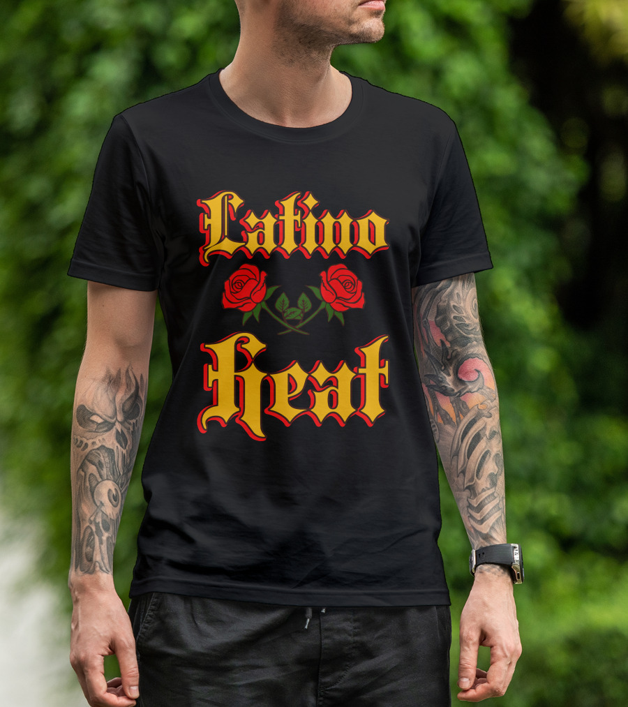 Latino Heat Red Roses Bold Font T-Shirt