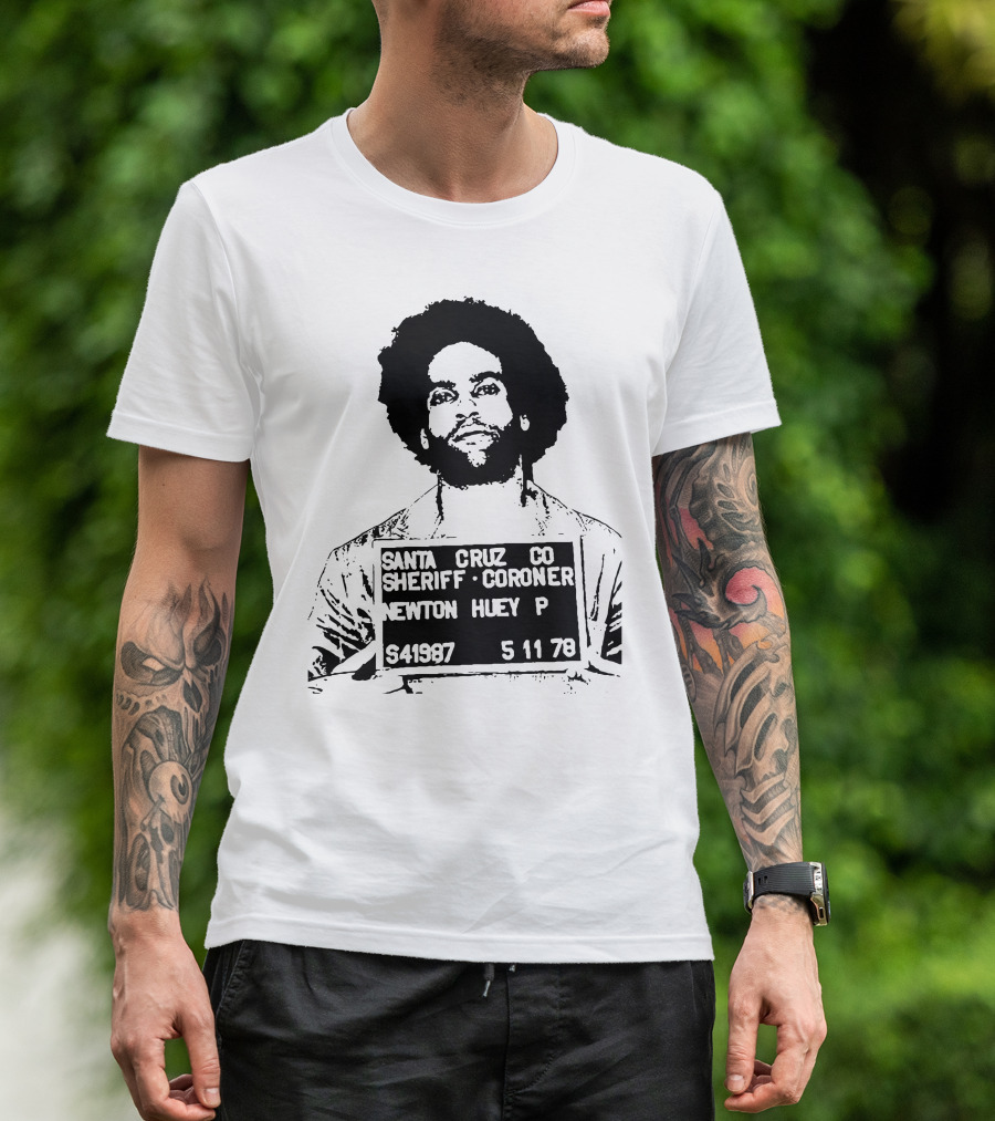Huey Newton Santa Cruz County Mugshot 5-11-78 T-Shirt