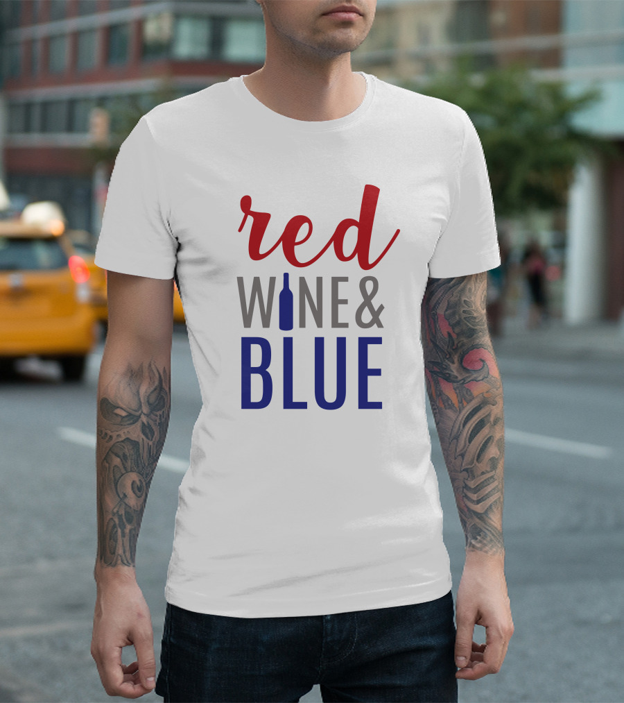 Red Wine Bottle and Blue T-Shirt