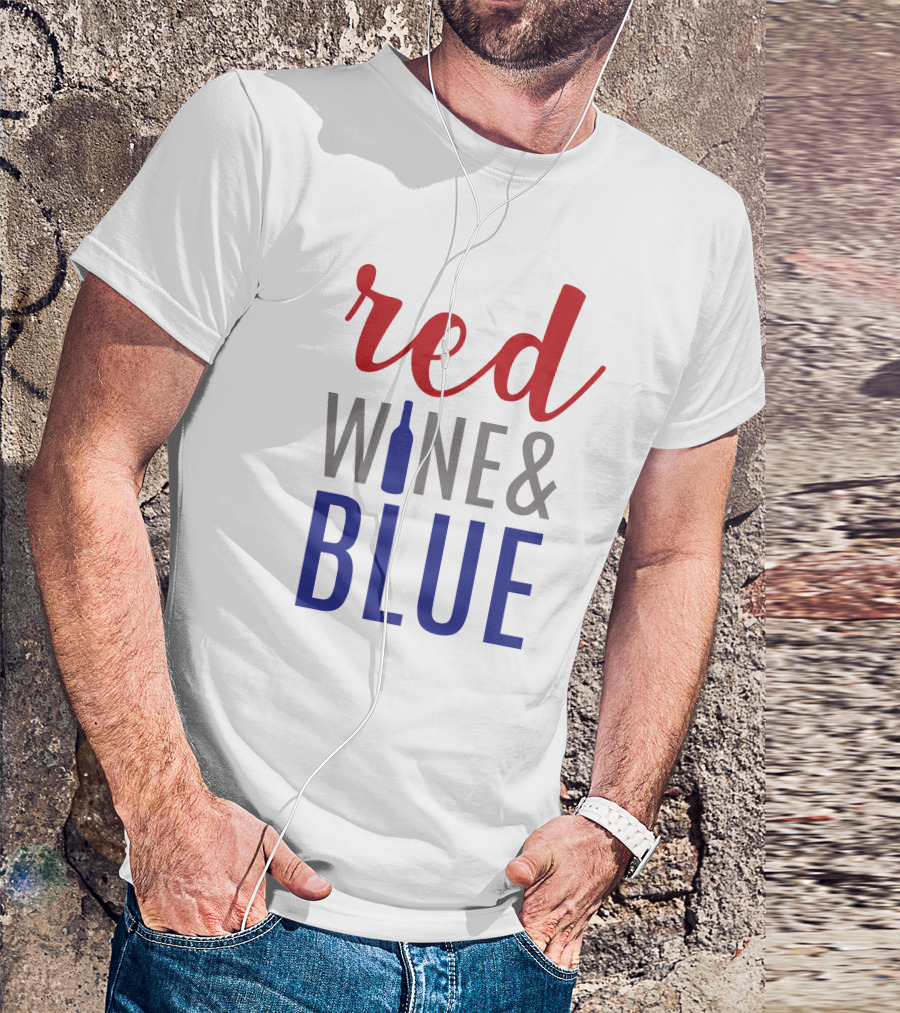 Red Wine Bottle And Blue T-Shirt