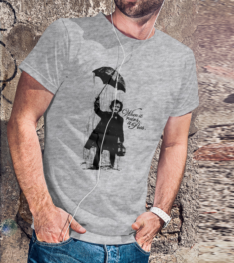 When It Rains It Poes Edgar Umbrella T-Shirt