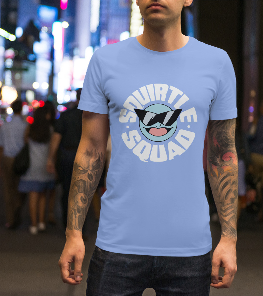 Squirtle Squad Sunglasses Icon Blue Background T-Shirt