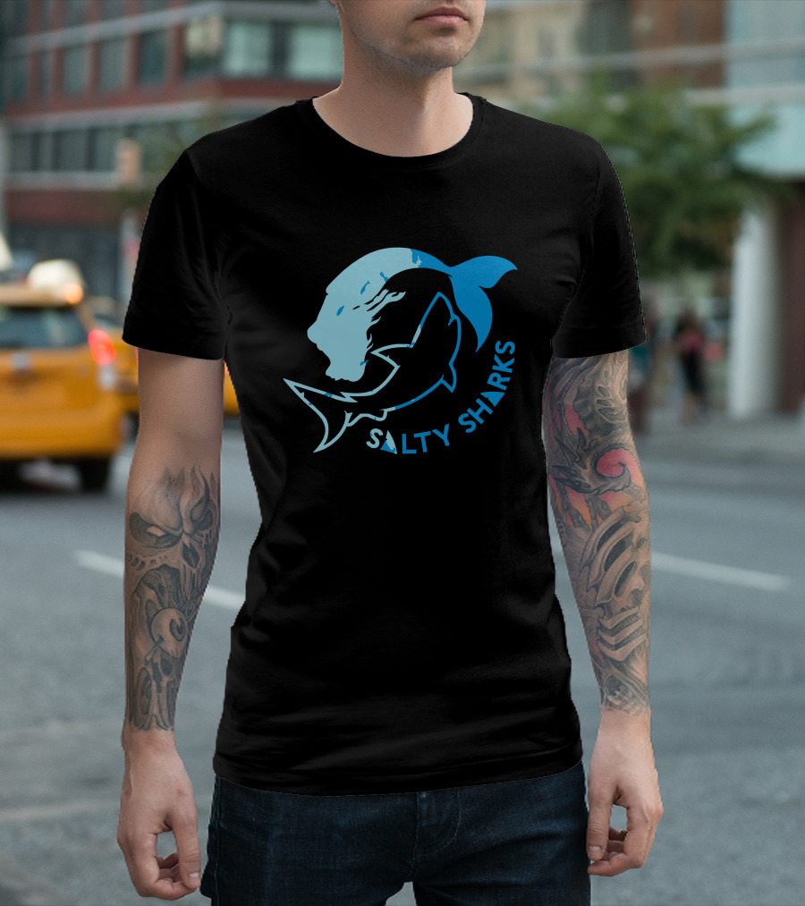 Salty Sharks Logo Blue Ocean Theme Salty Sharks T-Shirt