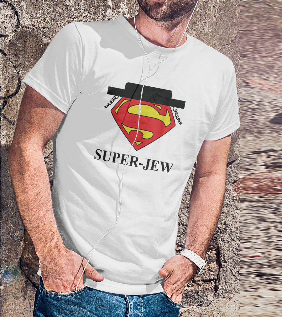 Super-Jew Superman Logo Black Hat Peyos Mixture T-Shirt