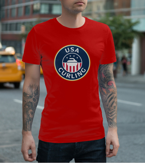 USA Curling Team Peterson Red Emblem T-Shirt