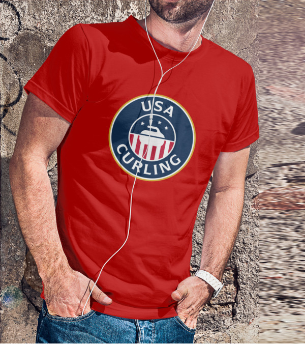 USA Curling Team Peterson Red Emblem T-Shirt