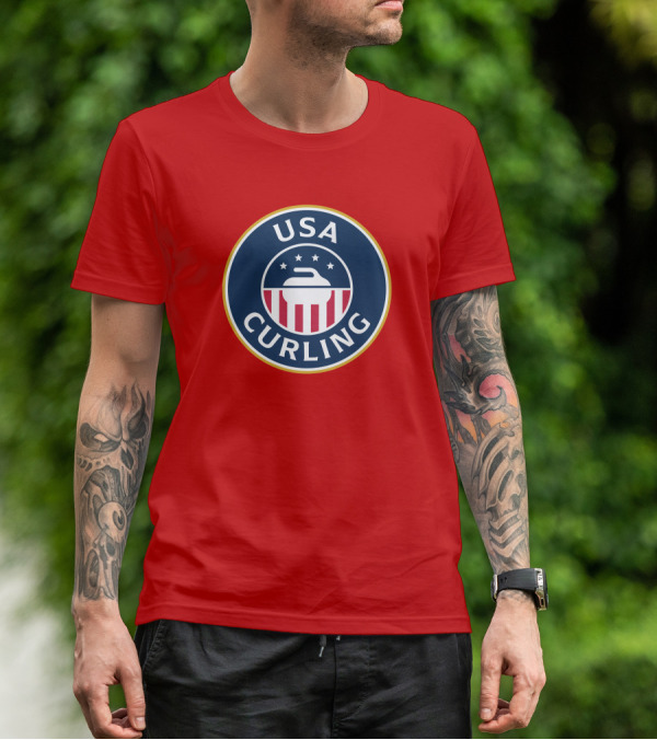 USA Curling Team Peterson Red Emblem T-Shirt