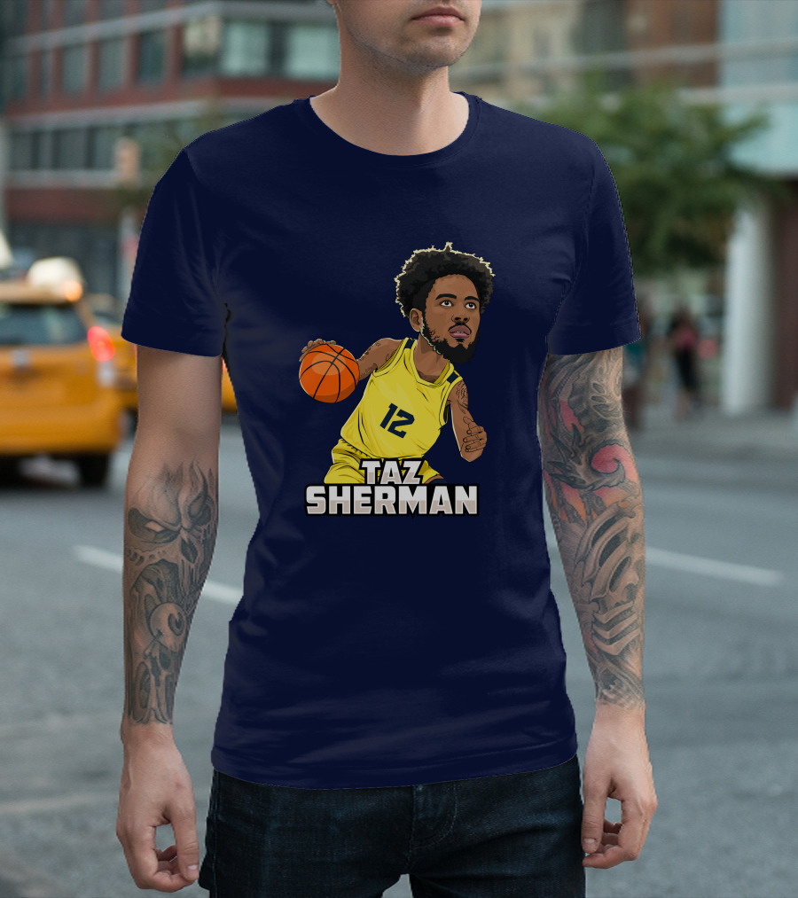 Taz Sherman Basketball Illustration 12 Lakers Jersey Players Trunk Collaboration T-Shirt