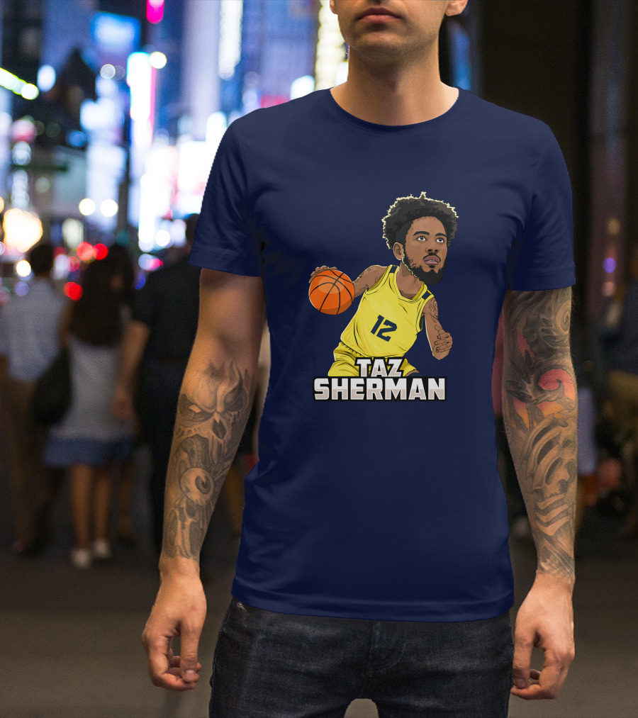 Taz Sherman Basketball Illustration 12 Lakers Jersey Players Trunk Collaboration T-Shirt
