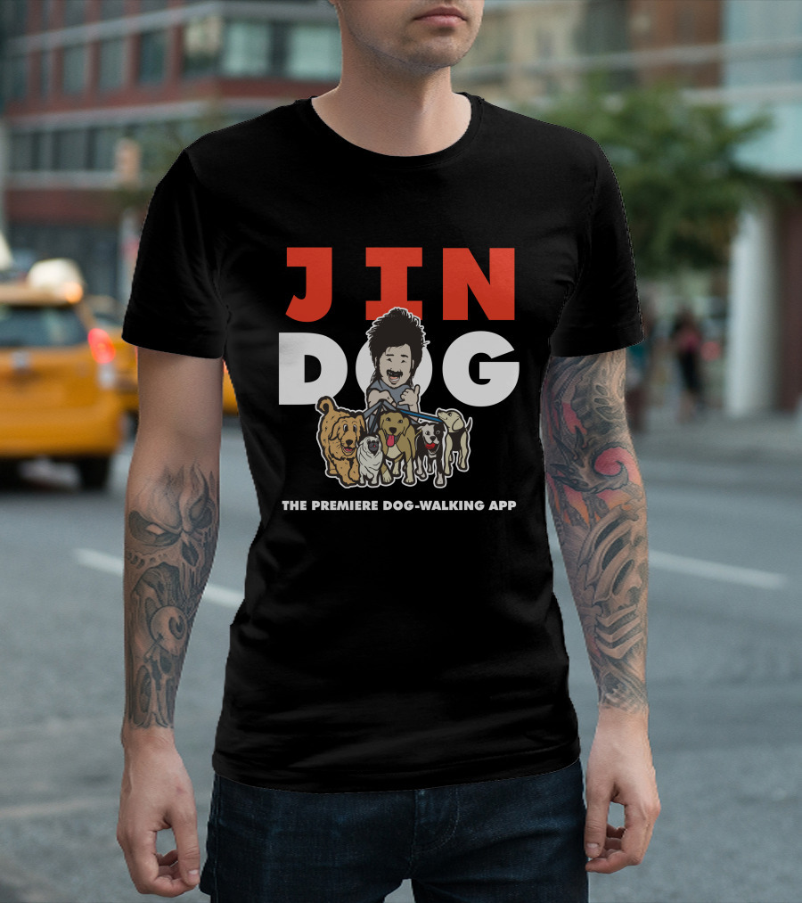 Jindog The Premiere Dog-Walking App Fun Cartoon T-Shirt