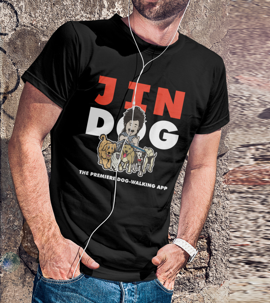 Jindog The Premiere Dog-Walking App Fun Cartoon T-Shirt
