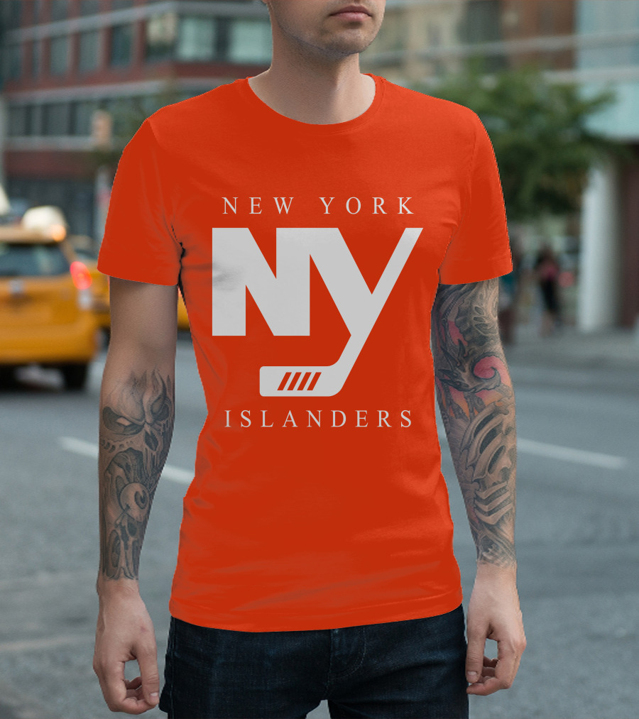 New York Islanders NY Hockey Text Stamp T-Shirt