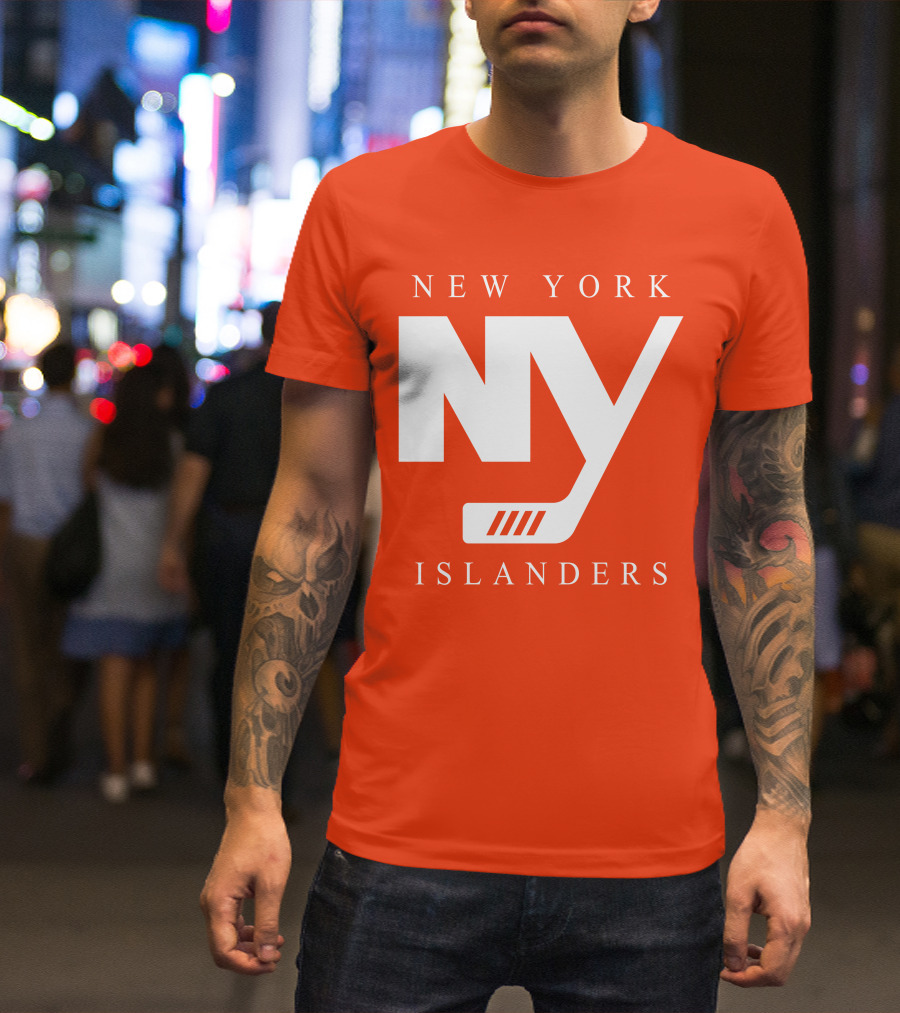 New York Islanders NY Hockey Text Stamp T-Shirt
