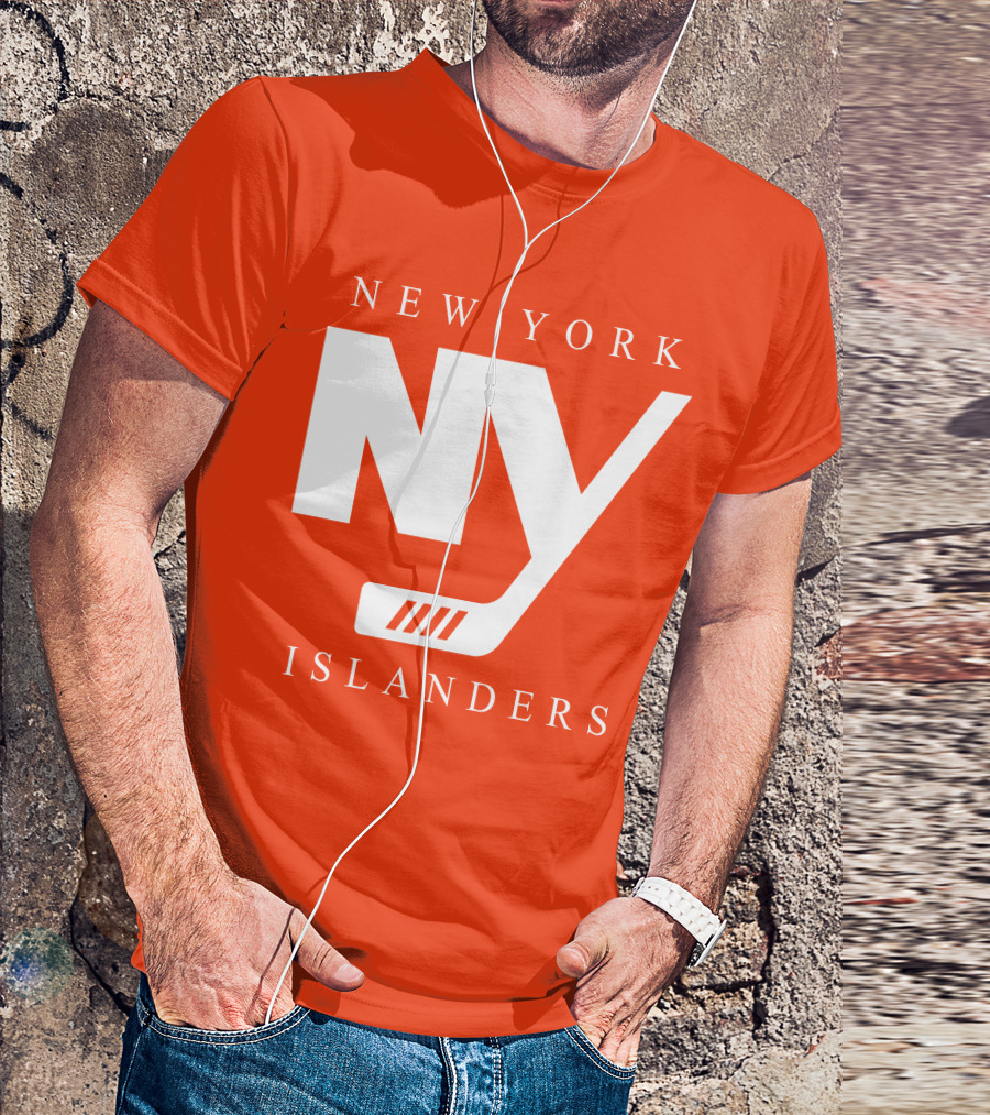 New York Islanders NY Hockey Text Stamp T-Shirt