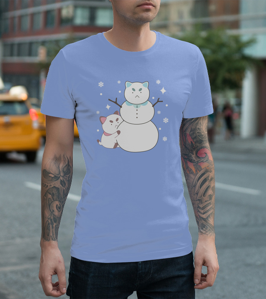 Bee and Puppycat Cute Snowman Scene T-Shirt