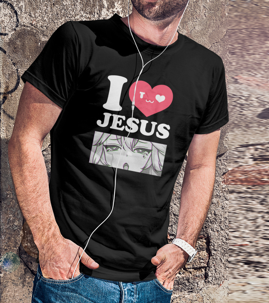 Vshojo I Love Jesus Heart Anime Face UwU Expression T-Shirt