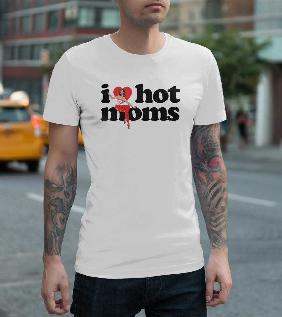 Danny Duncan I Heart Hot Moms Retro Style White T-Shirt