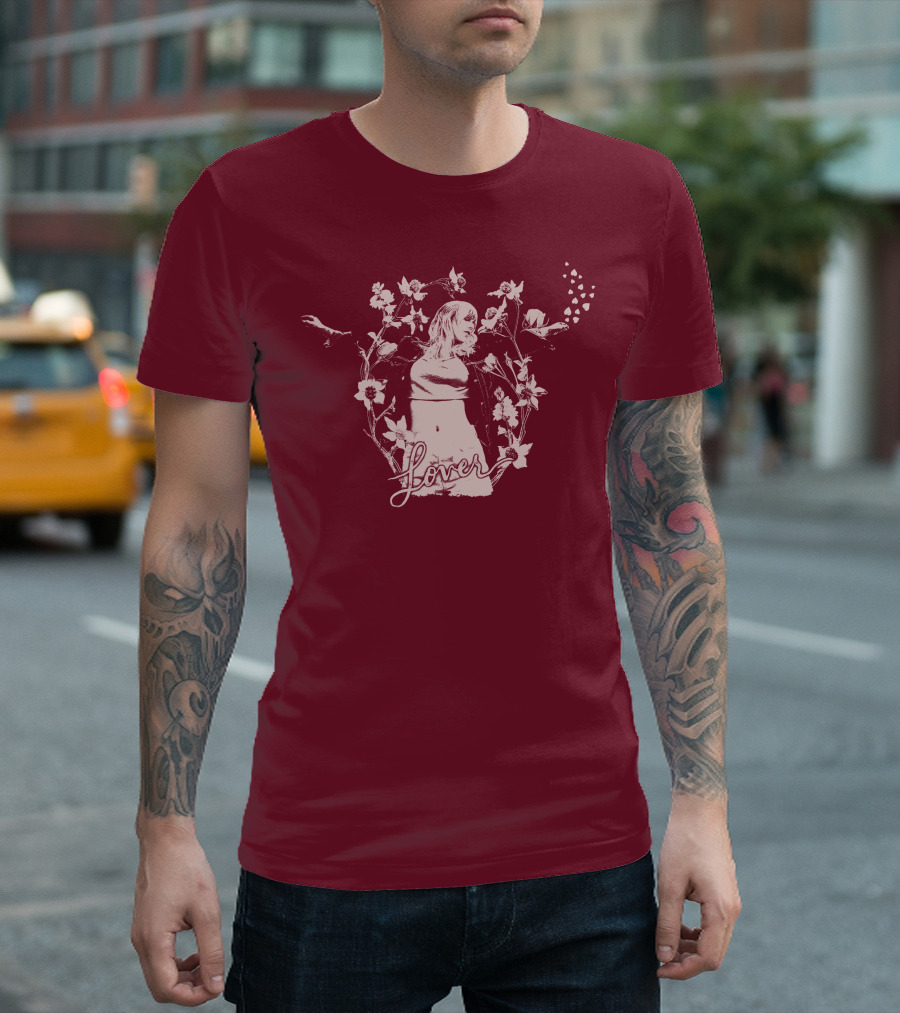 Taylor Swift Lover Floral Silhouette Summer T-Shirt