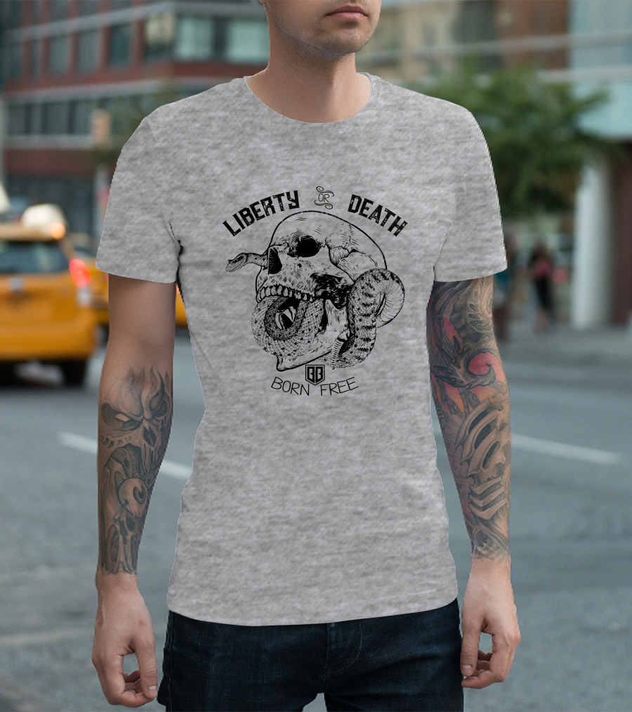 Liberty Or Death Born Free Skull and Snake Bunker Branding 2.0 T-Shirt