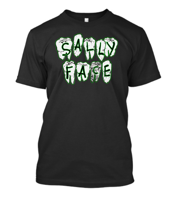 Sally Face Teeth Graphic Horror Letters T-Shirt