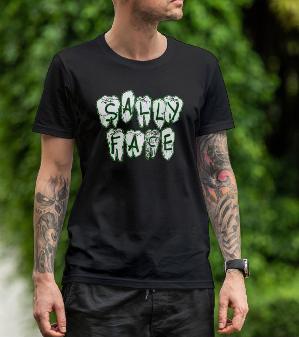 Sally Face Teeth Graphic Horror Letters T-Shirt
