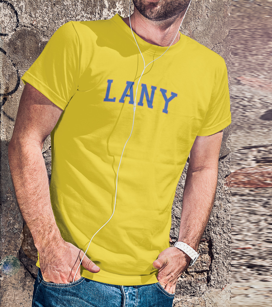 Lany Blue Lettering On Yellow Varsity Crewneck T-Shirt