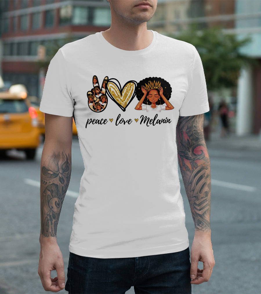 Peace Love Melanin Black Lives Matter Human Rights Equality Empowerment Icons T-Shirt