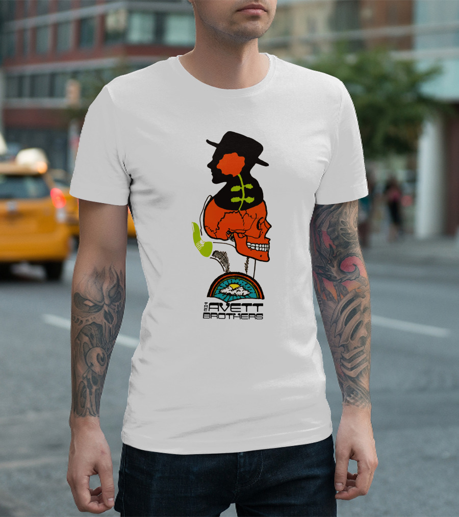 Avett Brothers Merch Skull Flower Hat Sunburst T-Shirt